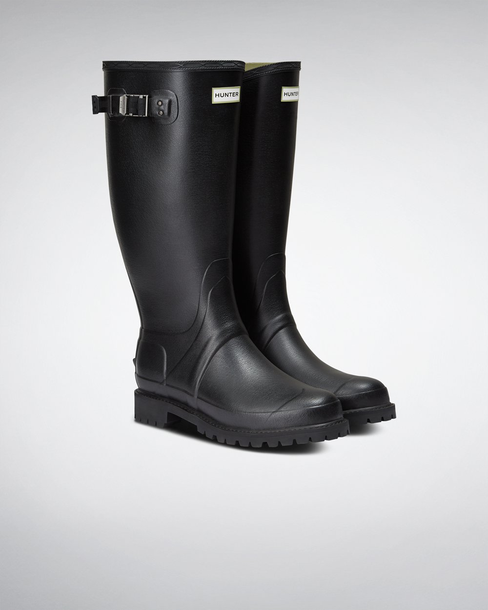 Men Hunter Balmoral | Wide Fit Rain Boots Black | NZ-39845-QOPV